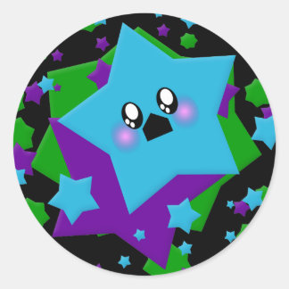 KAWAII STARS GALAXY BURST CLASSIC ROUND STICKER