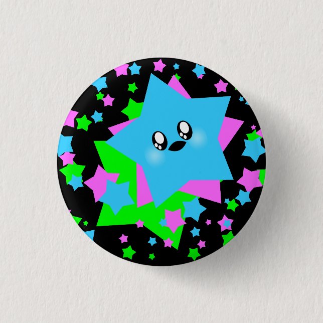 KAWAII STARS GALAXY BUZZ PINBACK BUTTON (Front)