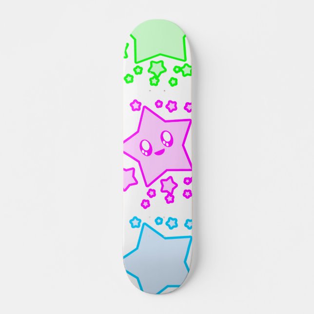 KAWAII STARS HAPPY SPACE FACE SKATEBOARD DECK (Front)