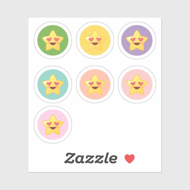 Kawaii Stars in Circles  Sticker (Sheet)