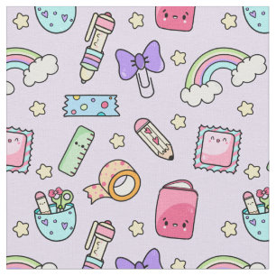 Kawaii Stationery Pattern Fabric