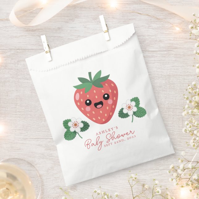 Kawaii Strawberry Baby Shower Favor Bag (Clipped)