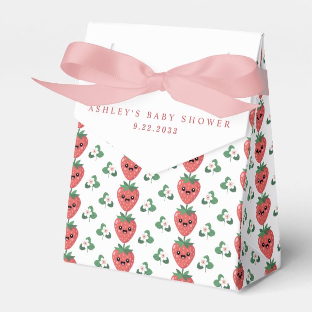 Kawaii Strawberry Baby Shower Favor Boxes (Front Side)