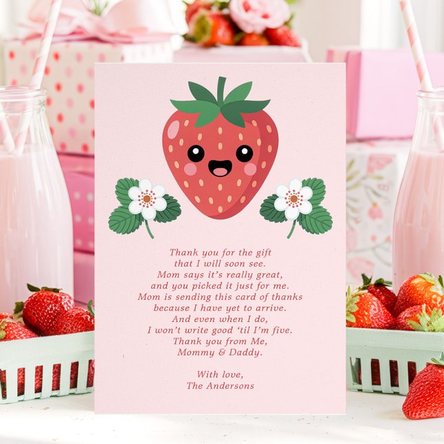 Kawaii Strawberry Baby Shower Thank You Card (Creator Uploaded)