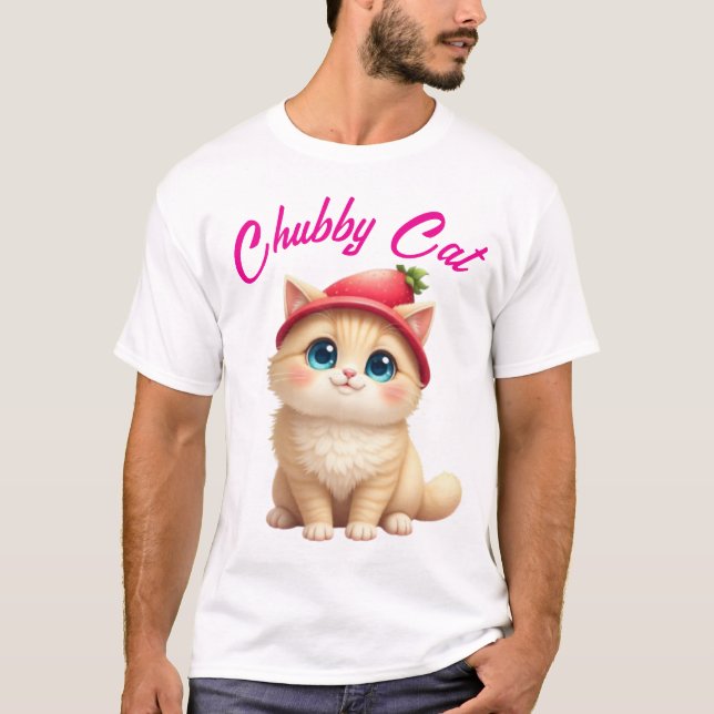 Kawaii Strawberry Cat Charm T-Shirt (Front)