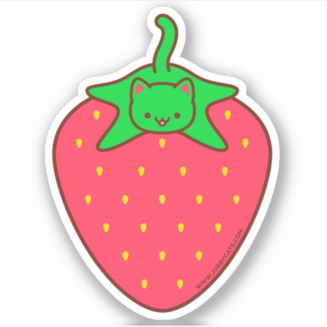 Kawaii STRAWBERRY CAT Sticker (Front)