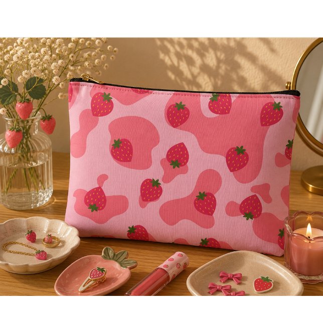 kawaii strawberry cow pattern  accessory pouch (Creator Uploaded)