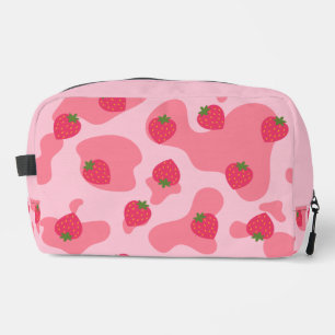 kawaii strawberry cow pattern dopp kit