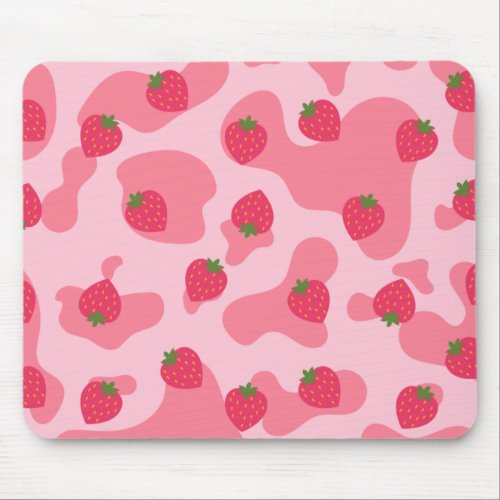 kawaii strawberry cow pattern mouse pad