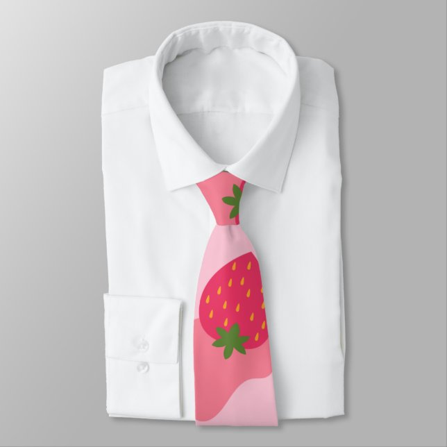 kawaii strawberry cow pattern neck tie (Tied)