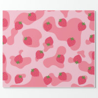 kawaii strawberry cow pattern wrapping paper