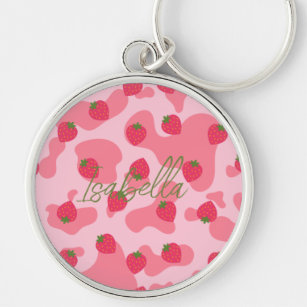  Cute Kawaii Strawberry Milk Cow Heart Lanyard