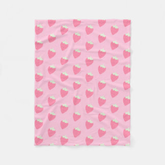 Kawaii Strawberry Fleece Blanket