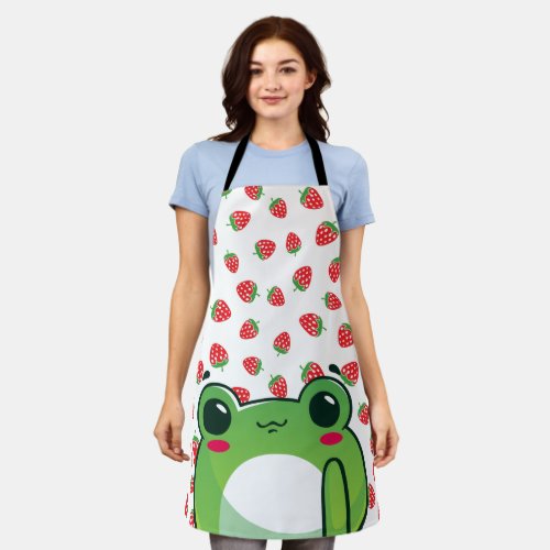 Kawaii Strawberry Frog Apron