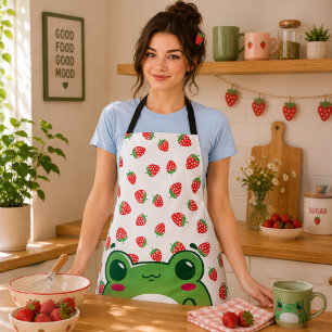 Kawaii Strawberry Frog Apron