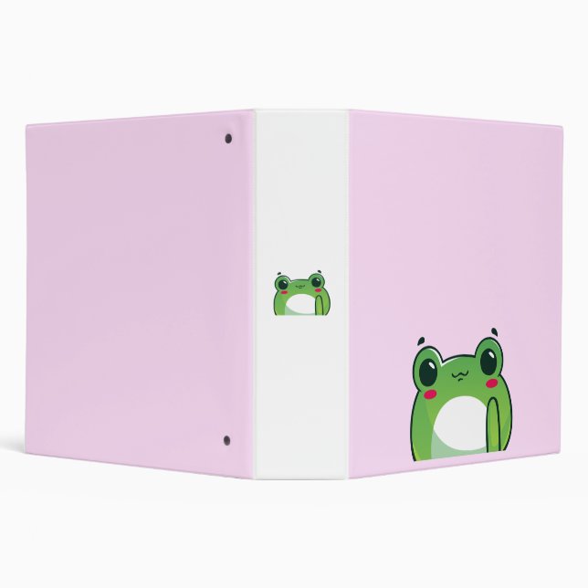 Kawaii Strawberry Frog Apron 3 Ring Binder (Background)