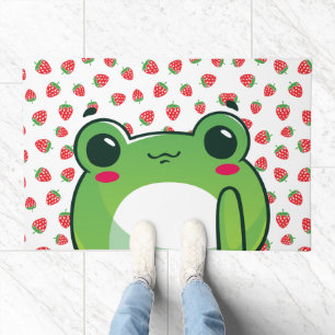 Kawaii Strawberry Frog Doormat