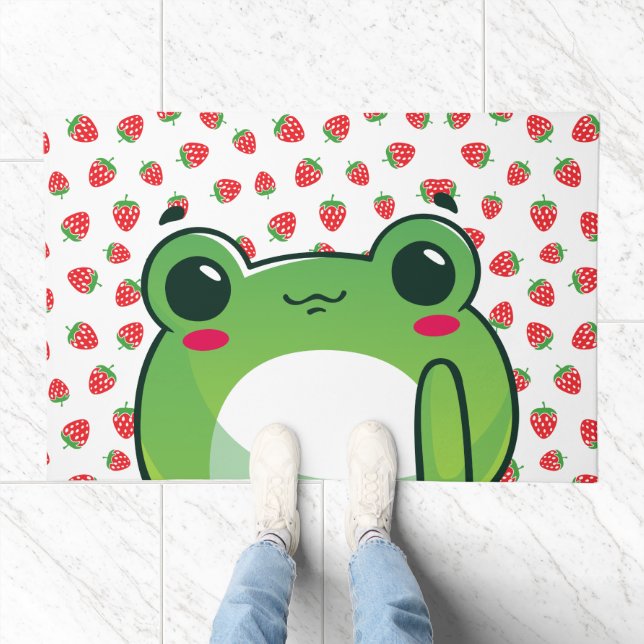 Kawaii Strawberry Frog Doormat (Indoor)