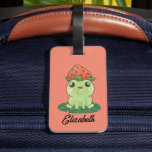 Kawaii Strawberry Frog Home Luggage Tag<br><div class="desc">Kawaii strawberry frog personalized luggage tag is the perfect gift for any traveler who loves the cute Japanese Anime art. This colorful and stylish luggage tag features a cute little strawberry frog on a pink background. It makes a great addition to any suitcase or travel bag, and can be personalized...</div>