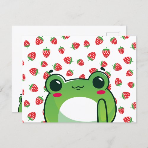 Kawaii Strawberry Frog Postcard