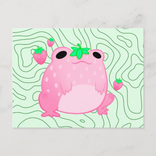 Kawaii Strawberry Frog Softcore  Announcement Postcard