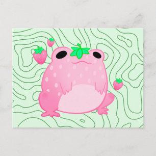 Kawaii Strawberry Frog Softcore Announcement Postcard