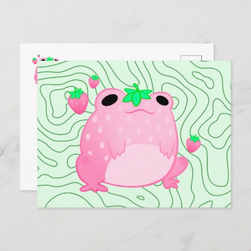 Kawaii Strawberry Frog Softcore Postcard