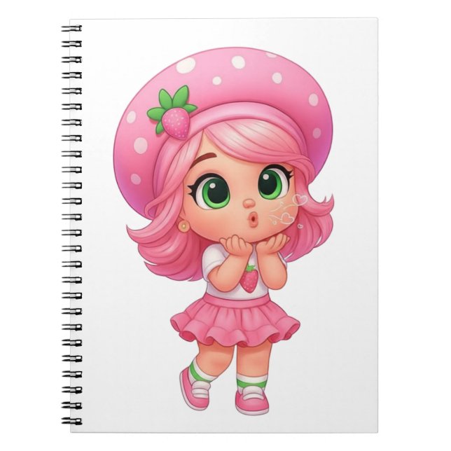Kawaii Strawberry Girl Chibi Notebook (Front)