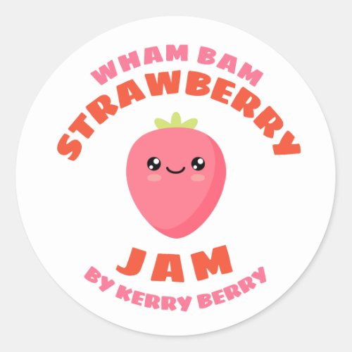 Kawaii Strawberry Jam Classic Round Sticker