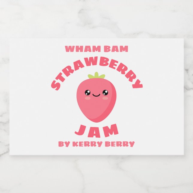 Kawaii Strawberry Jam Food Label (Single Label)