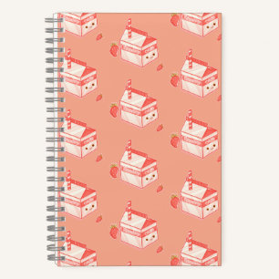 Kawaii Strawberry Milk Carton - Cute Aesthetic Art Notebook