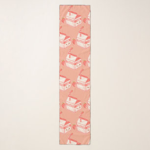 Kawaii Strawberry Milk Carton - Cute Aesthetic Art Scarf