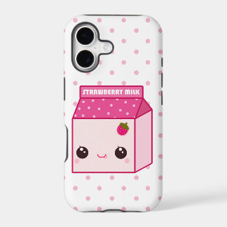 Kawaii strawberry milk carton iPhone 17 case