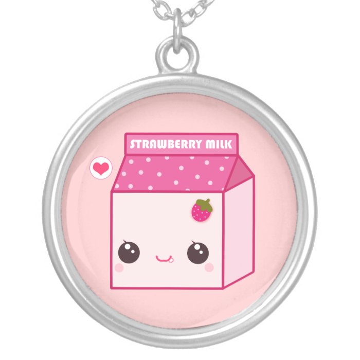 Kawaii strawberry milk carton pendants