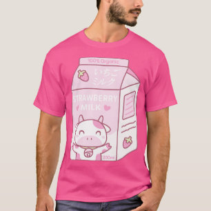 Kawaii Strawberry Milk ton With Cow Mascot T-Shirt