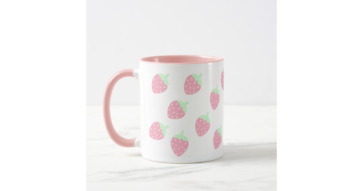 Cute Strawberry Cow Print Kawaii Aesthetic Pattern Front & Back Coffee Mug