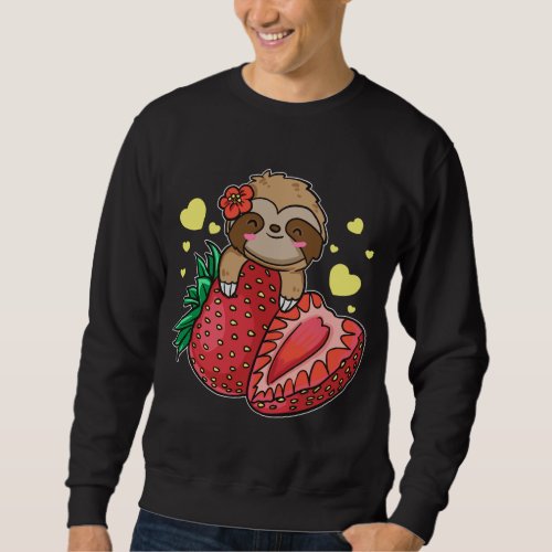Kawaii Strawberry Sloth Lover Fruit Cute Strawberr Sweatshirt