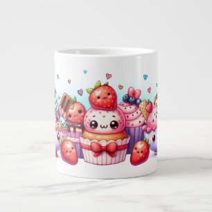 Kawaii Strawberry Sweets and Ice Cream Friends Giant Coffee Mug