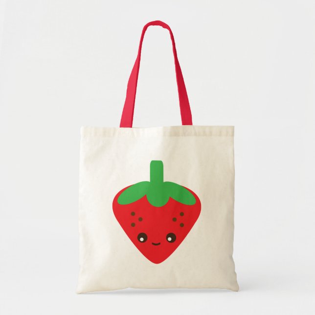 Kawaii Strawberry Tote Bag (Front)