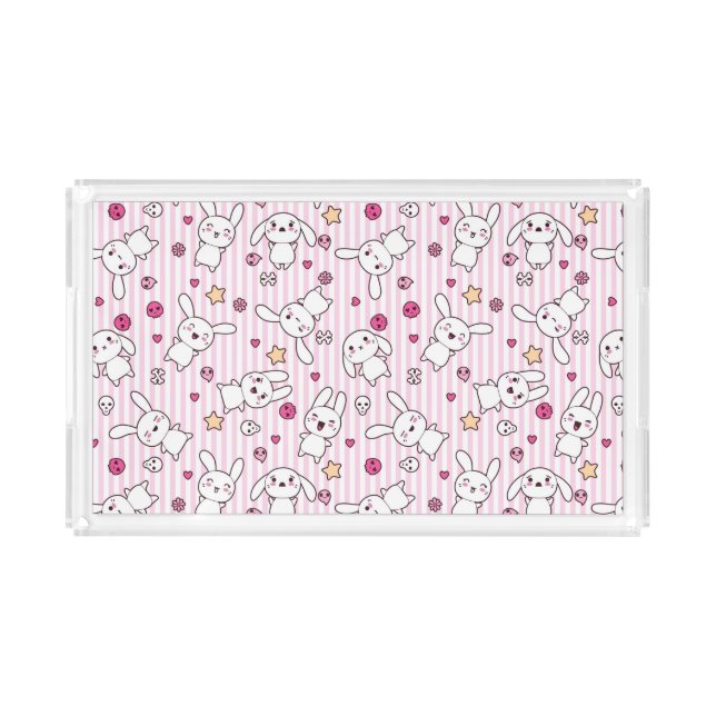 kawaii stripes pattern acrylic tray (Front)