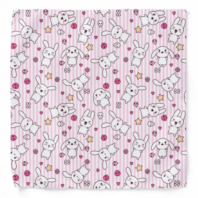kawaii stripes pattern bandana (Front)