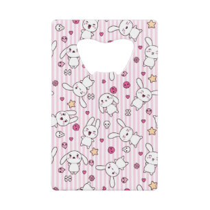 kawaii stripes pattern credit card bottle opener