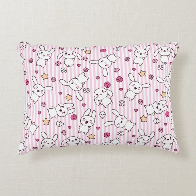 kawaii stripes pattern decorative pillow (Front)