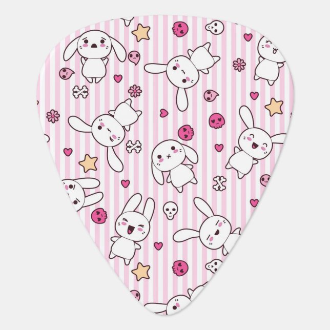 kawaii stripes pattern guitar pick (Front)