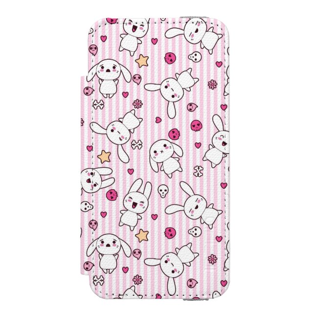 kawaii stripes pattern incipio iPhone wallet case (Folio Front)