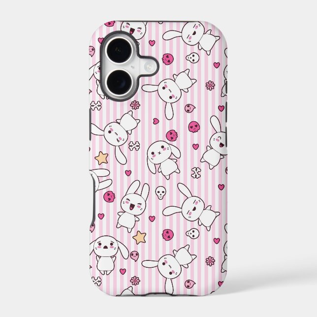 kawaii stripes pattern iphone case (Back)