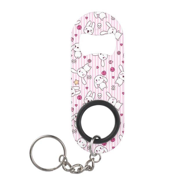 kawaii stripes pattern keychain bottle opener (Front)