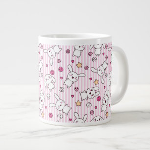 kawaii stripes pattern large coffee mug