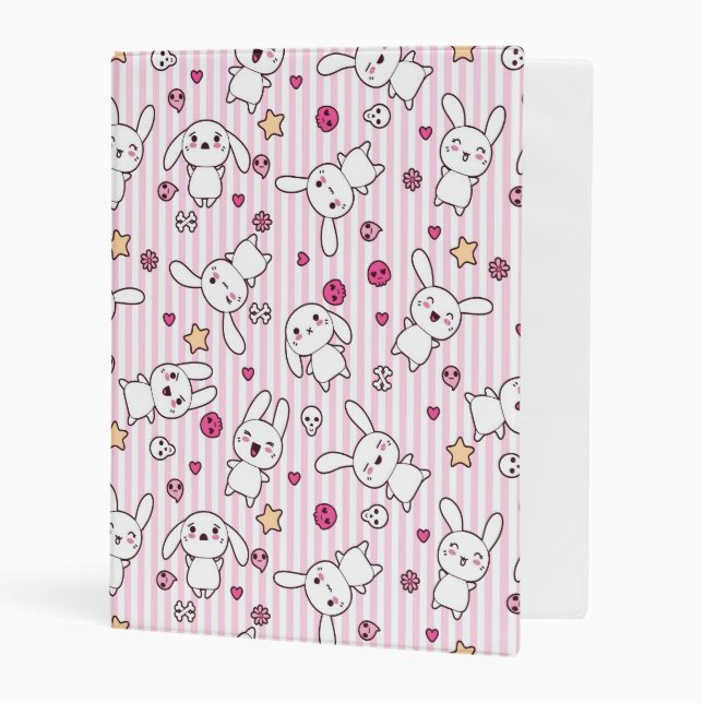 kawaii stripes pattern mini binder (Front/Inside)