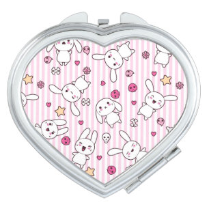 kawaii stripes pattern mirror for makeup